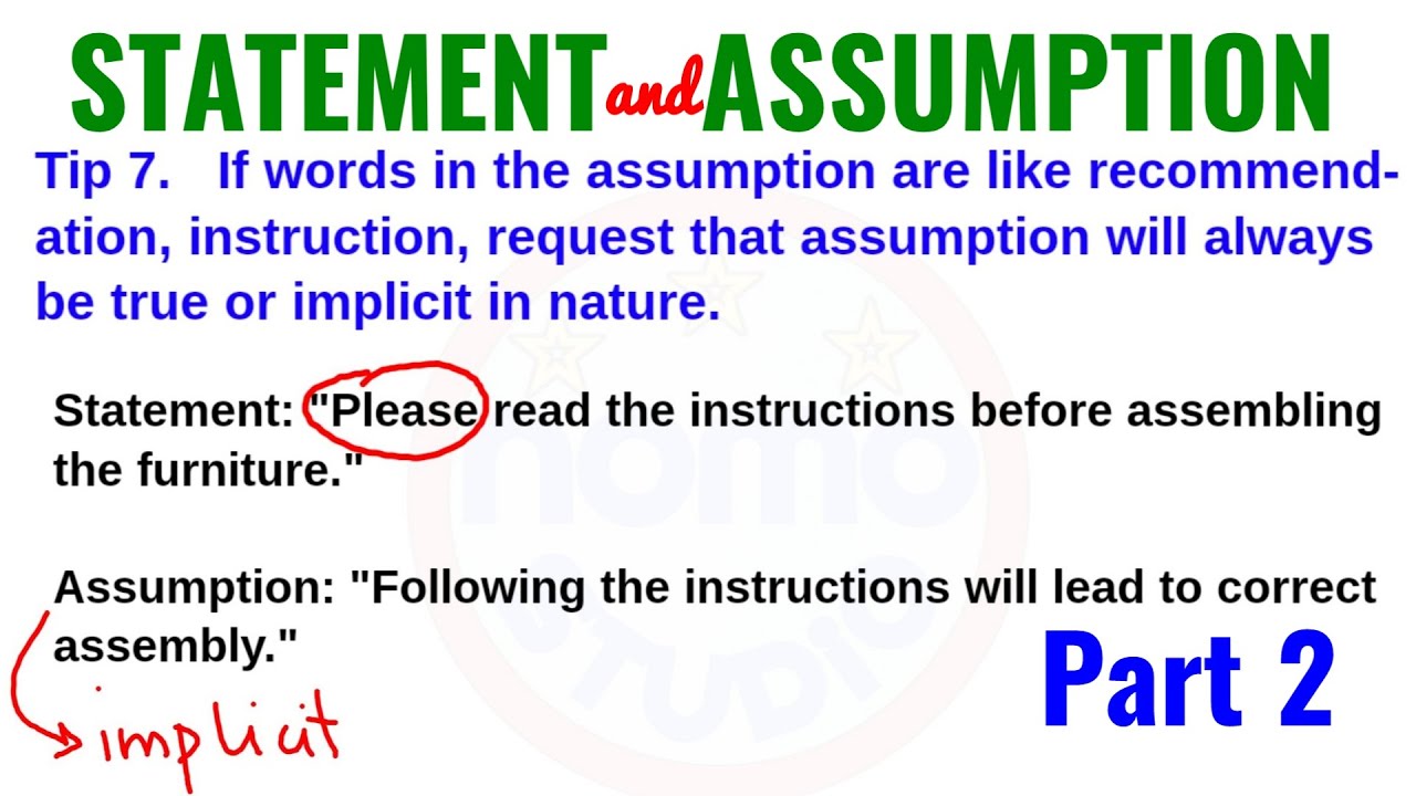 8 Tips to remember Statement and Assumption - Part 2 8 Tips to remember Statement and Assumption - Part 2