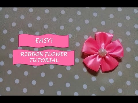 How to Make Simple Ribbon Flower Tutorial  Cara Membuat 