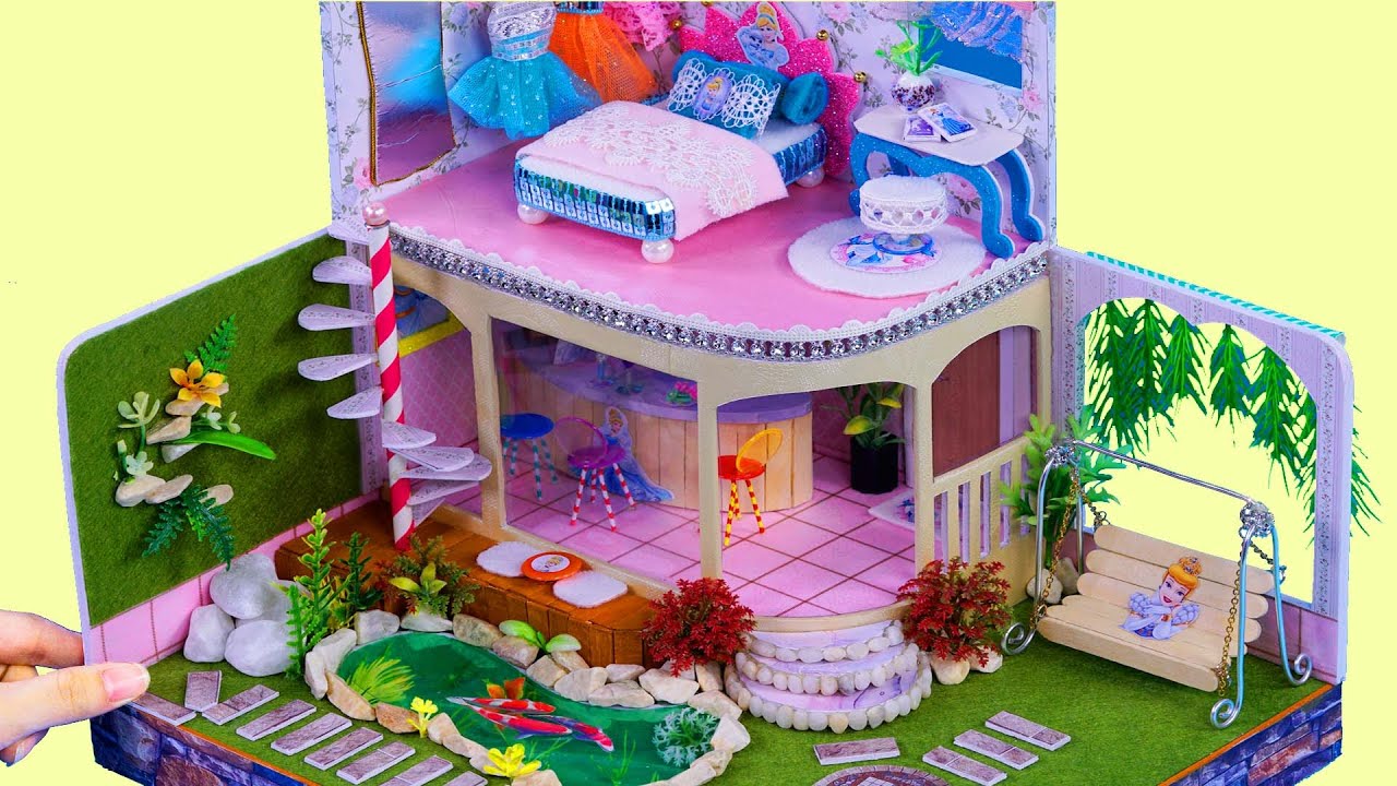Diy Miniature Dollhouse Cinderella Room Decor Full House Youtube