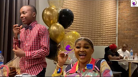 MY MUM SCREAMS A LOT- MERCY AIGBE’S SON REVEALS AT HER 45TH BIRTHDAY DINNER WITH FRIENDS