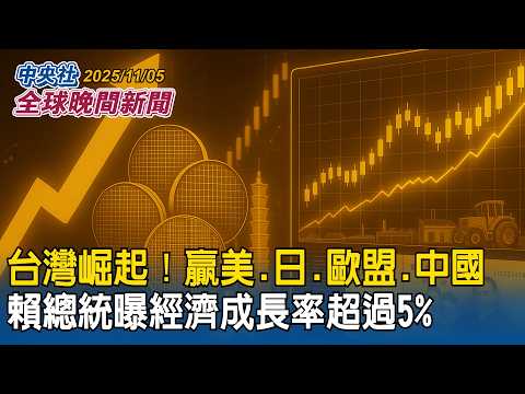 加速對台軍售交付!美國防準助理部長:確保台灣獲必要防衛能力|台灣崛起!賴總統曝經濟成長率超過5%!贏美、日、歐盟、中國|2025/11/05 中央社全球晚間新聞