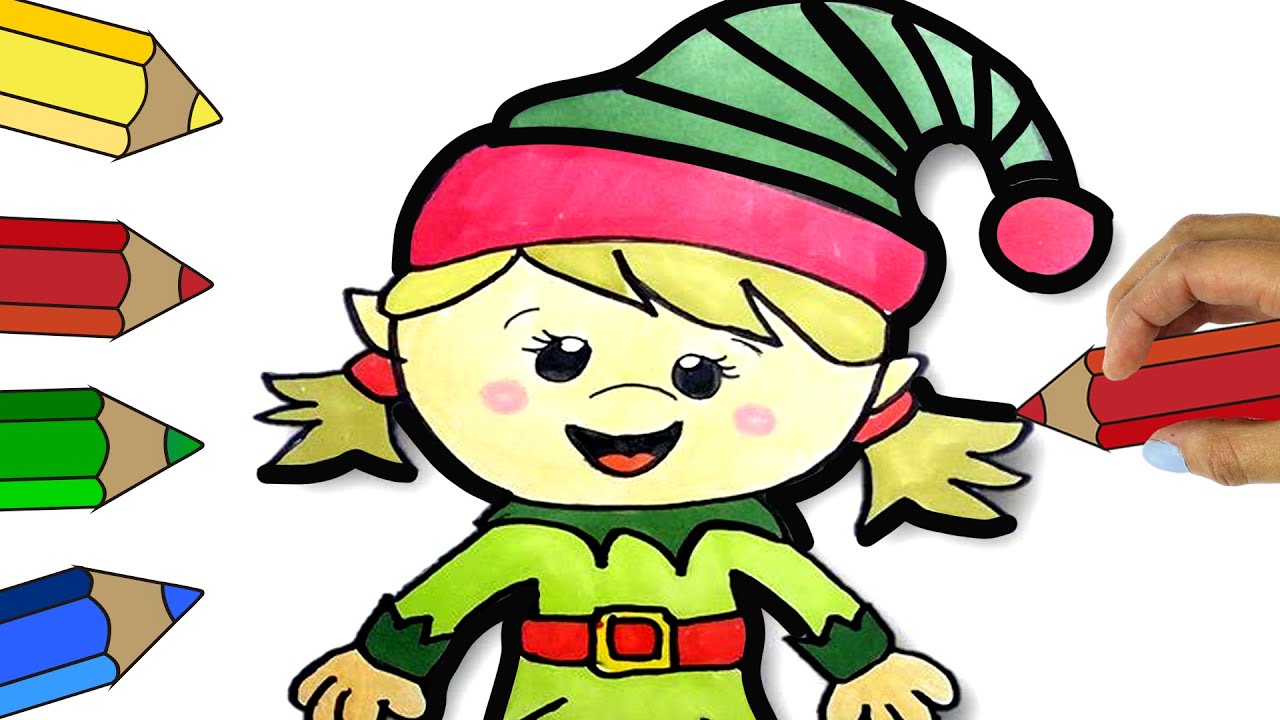 Jak Narysować Elfa Krok Po Kroku 🟡Como dibujar una ELFA NAVIDEÑA - How to draw a christmas ELF-Jak