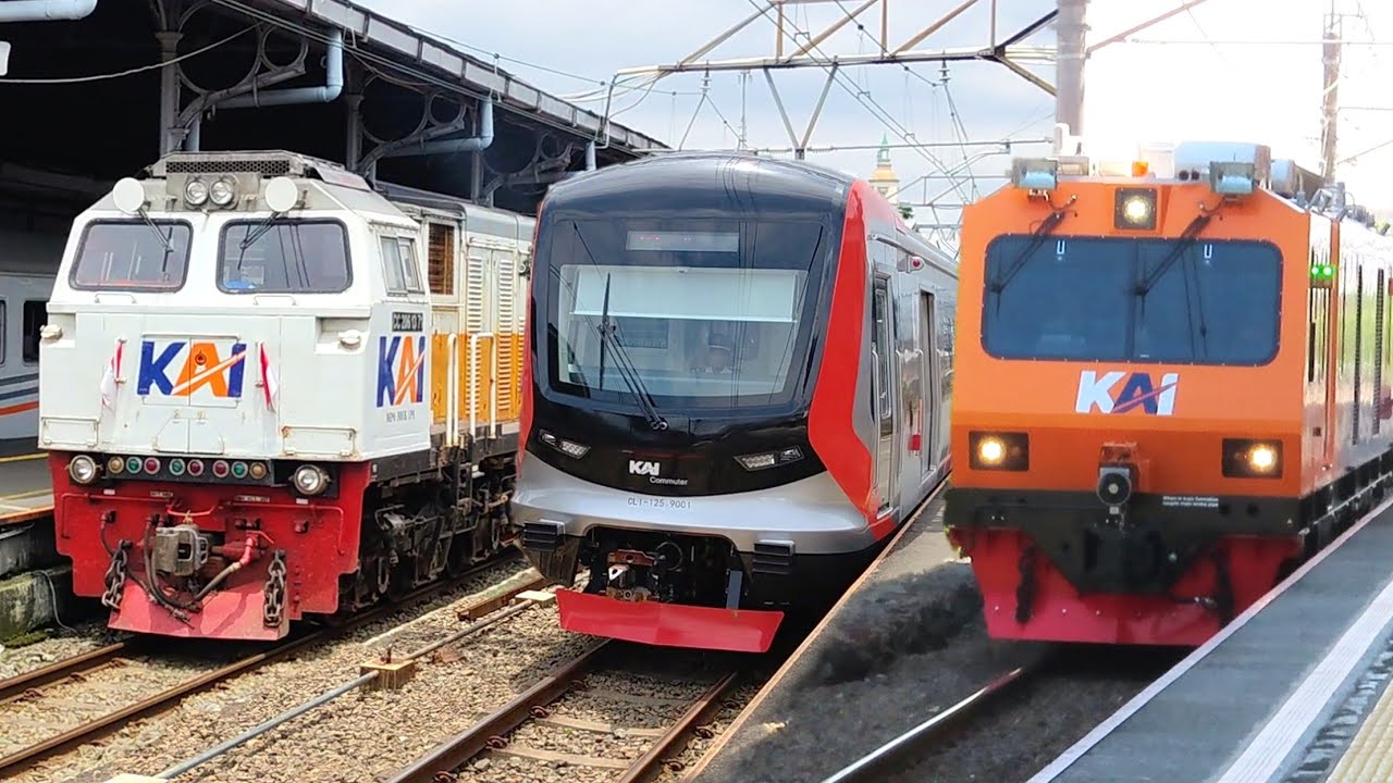 PASUKAN KERETA API PADATI STASIUN DEPOK & BOGOR ! KA Pangrango, KRL China, JR 205, TM 6000, Arjuna