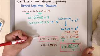 A2 7.7H Solving Natural Logarithmic Equations 2