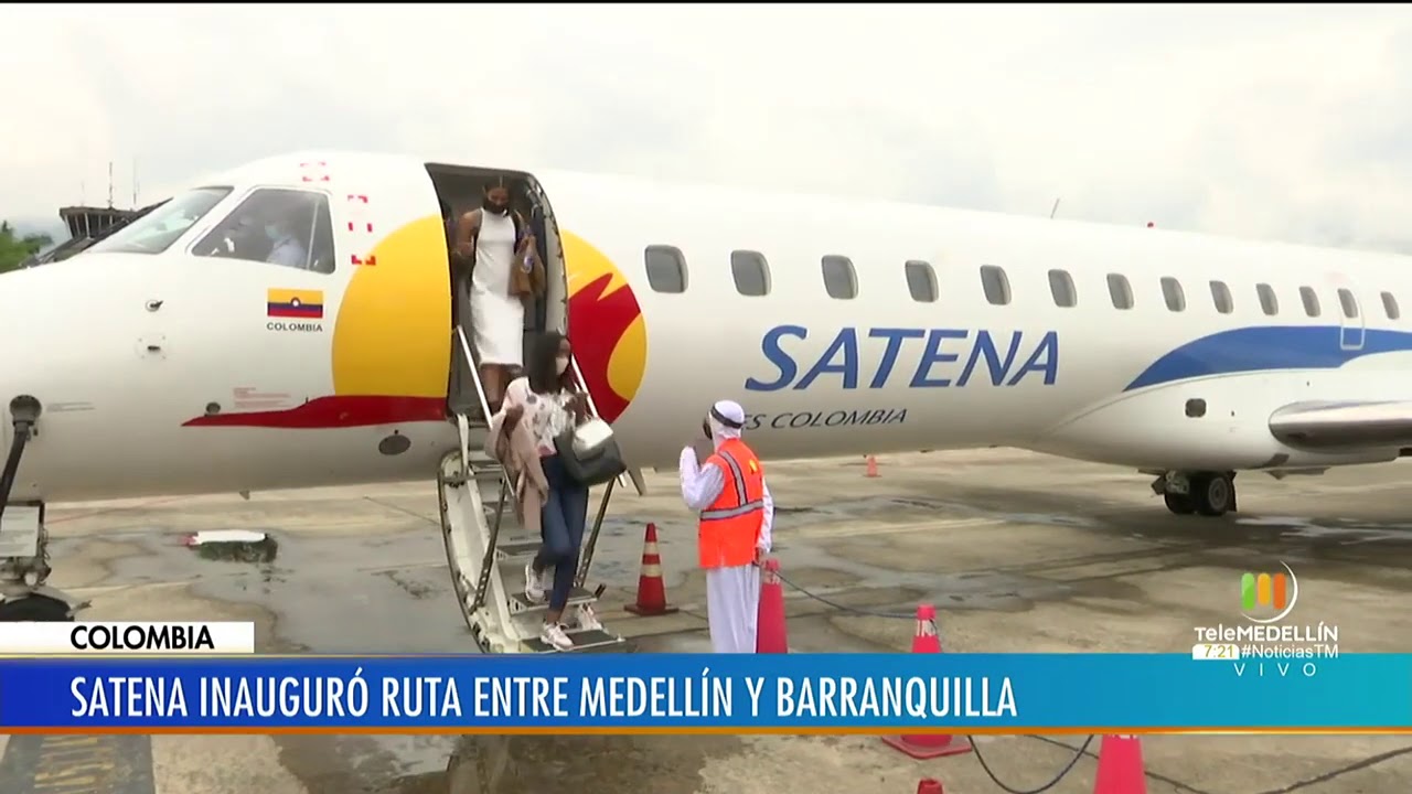 Satena inauguró ruta entre Medellín y Barranquilla - Telemedellín - YouTube