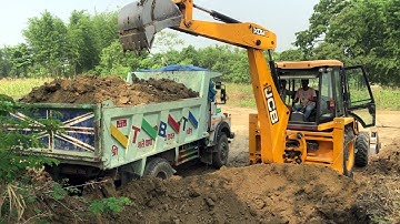 JCB Backhoe 3DX Machine Loading Soil In Dump Truck @droneplanet2040