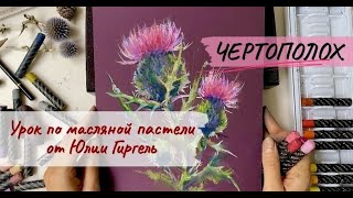 Рисуем масляной пастелью Чертополох. Уроки сухая и масляная пастель