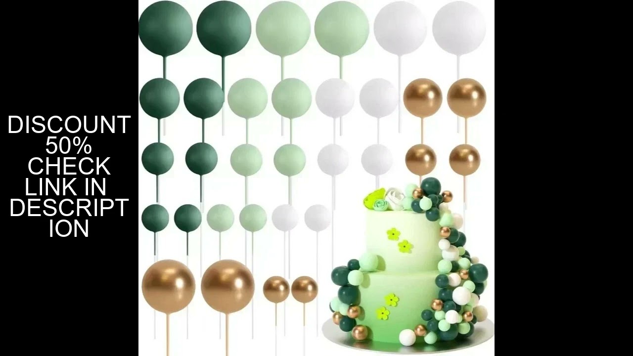 32pcs Cake Topper Gold Silver Ball Happy Birthday Cake Topper DIY Cupcake Flag Wedding Christmas Bal