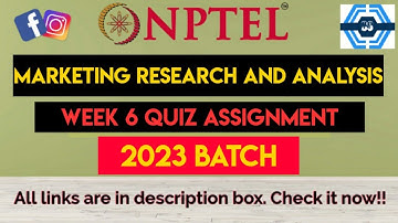 Marketing Research And Analysis Week 6 Quiz Assignment Solution | NPTEL 2023 | NPTEL