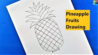 How to Draw Pineapple Fruits | Anaros fol Drawing