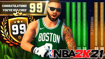 I HIT 99 OVERALL WITH THE BEST BUILD IN NBA 2K21! BEST GUARD BUILD SHOOTING BIG GREENS IN NBA 2K21!
