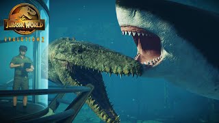 MEGALODON vs Mosasaurus RESEARCH FACILITY | Jurassic World Evolution 2 Speed Build