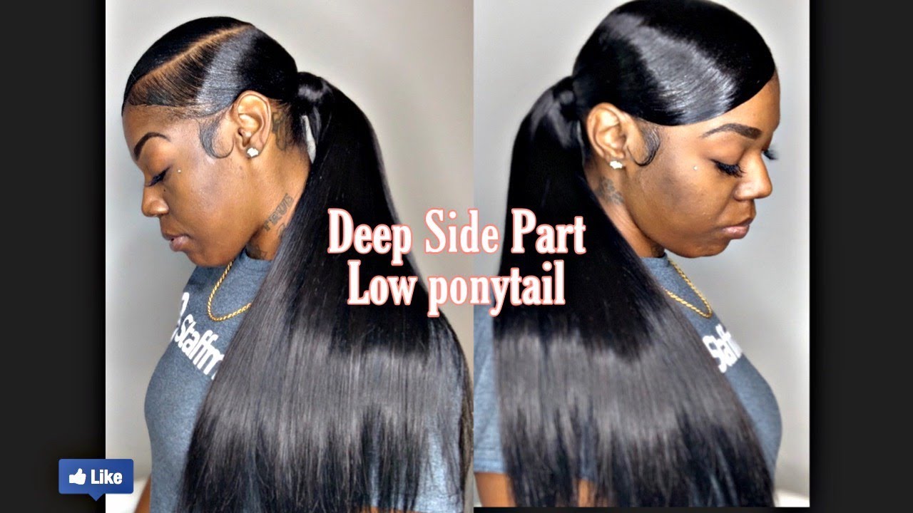 Deep Side Part Low Ponytail Celie Hair
