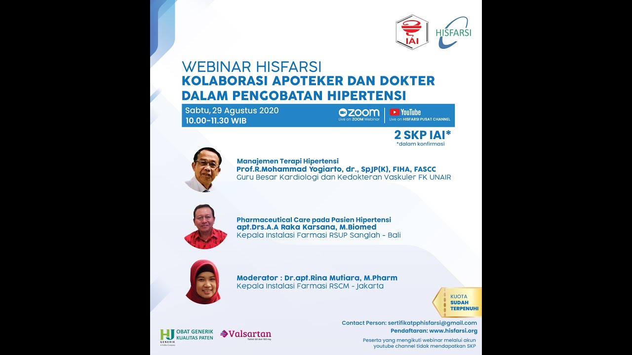 Webinar : Kolaborasi Apoteker dan Dokter dalam Pengobatan Hipertensi
