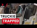 A young truckie is lucky to be alive after crashing into a Sydney shopfront | 7 News Australia