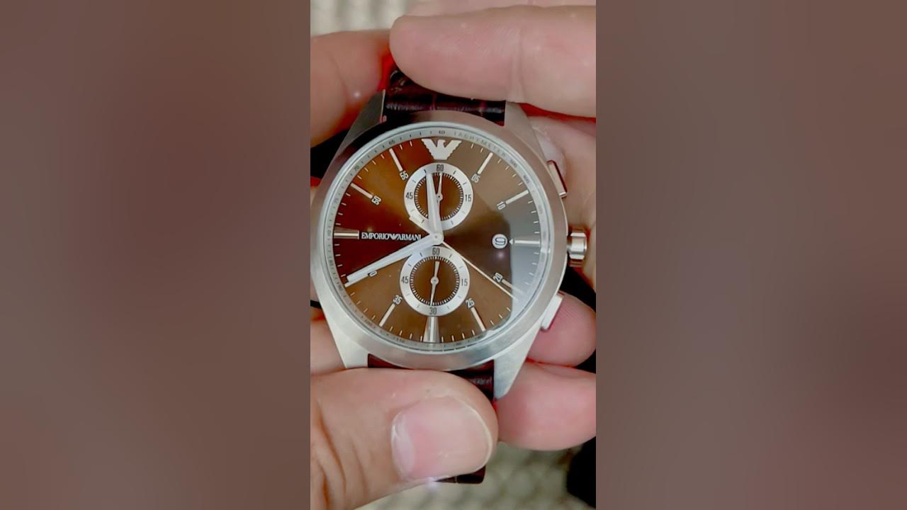 UNBOXING EMPORIO ARMANI MEN CLAUDIO QUARTZ WATCH AR11482 - 43MM RICH BROWN  DIAL-BROWN LEATHER STRAP - YouTube