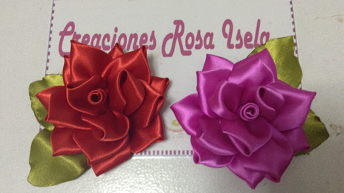 Como hacer una Rosa de cinta. Ribbon rose. 