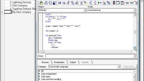 A array based on records in a table