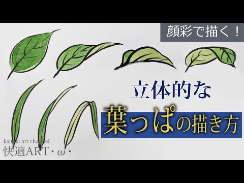 解説 立体的な葉っぱの描き方 初心者向け絵手紙の描き方解説 筆ペンと顔彩で基礎的なモチーフを描く Youtube