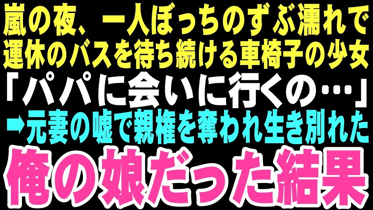 【感動する話】「パパなの？」嵐の夜、バス停で震える車椅子の少女。彼女は元妻の嘘で5年前に親権を奪われた俺の娘だった。「パパ！」と泣く娘を今度こそ守ると誓った俺は…【朗読】
