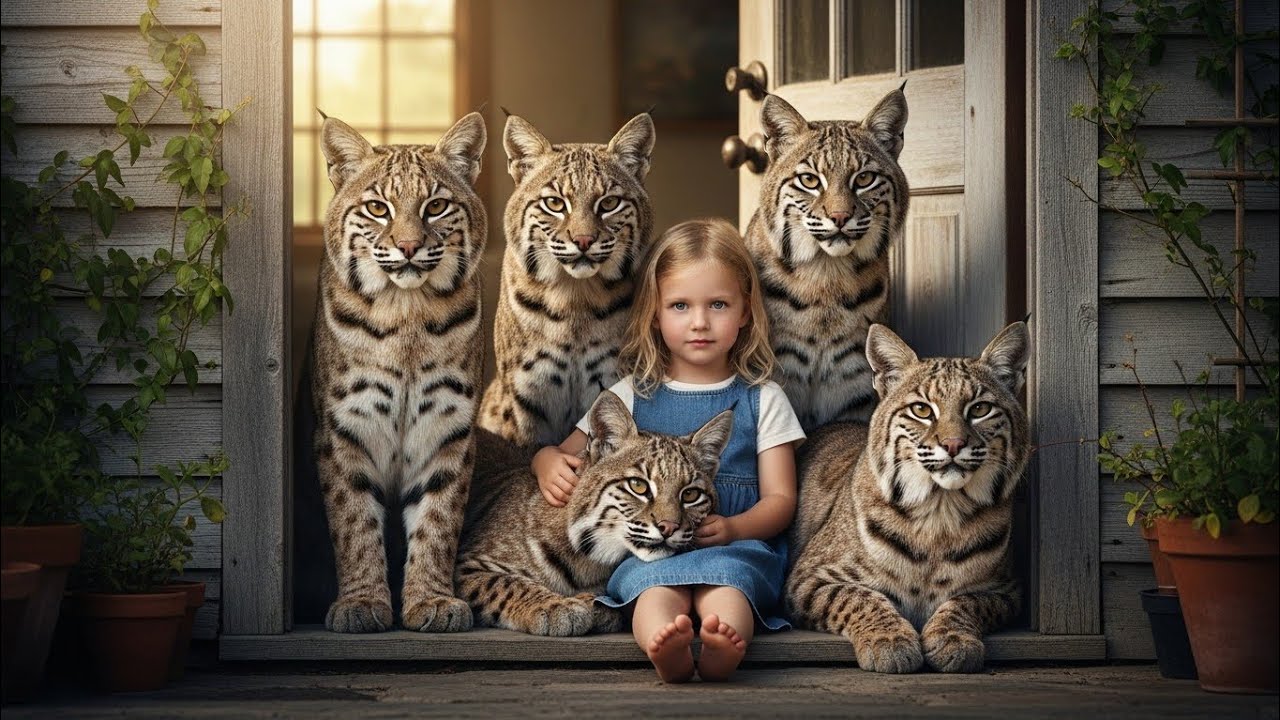 Huge Rescued Bobcats Protect Baby as If It's Their Puppy! 