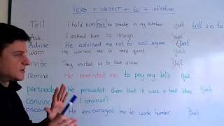 Reporting verbs. Lesson 5 - verb + object + to + infinitive