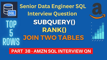 Part 38- Senior Data Engineers Amazon SQL Interview Question | Subquery | RANK() | Join two tables