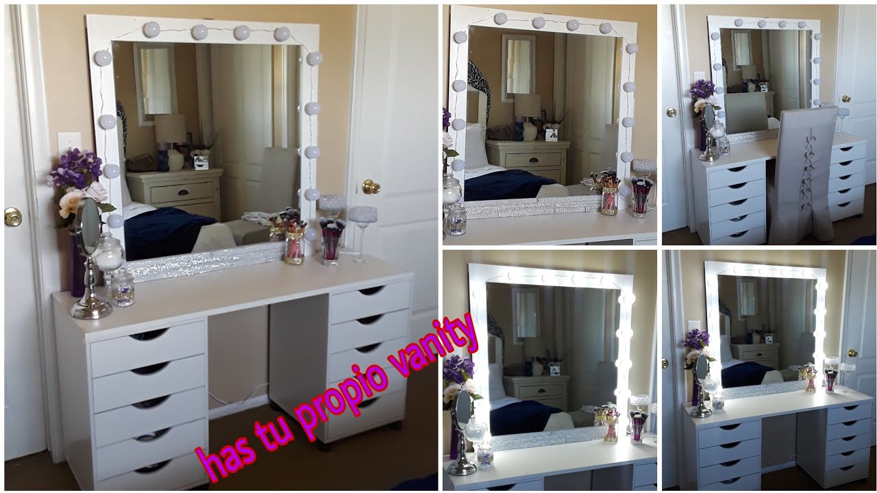 diy has tu vanity económico espejo con luces/como hacer tocador de maquillaje fácil y rápido