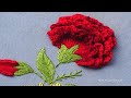 Hand Embroidery Cute Flower, Hand Embroidery Red Flower Design, Perfect Wall Hanging Embroidery-370