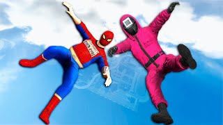 Garry's mod: Spiderman and Squid Game Guard Epic Jumps & Ragdoll/Fails ep.6