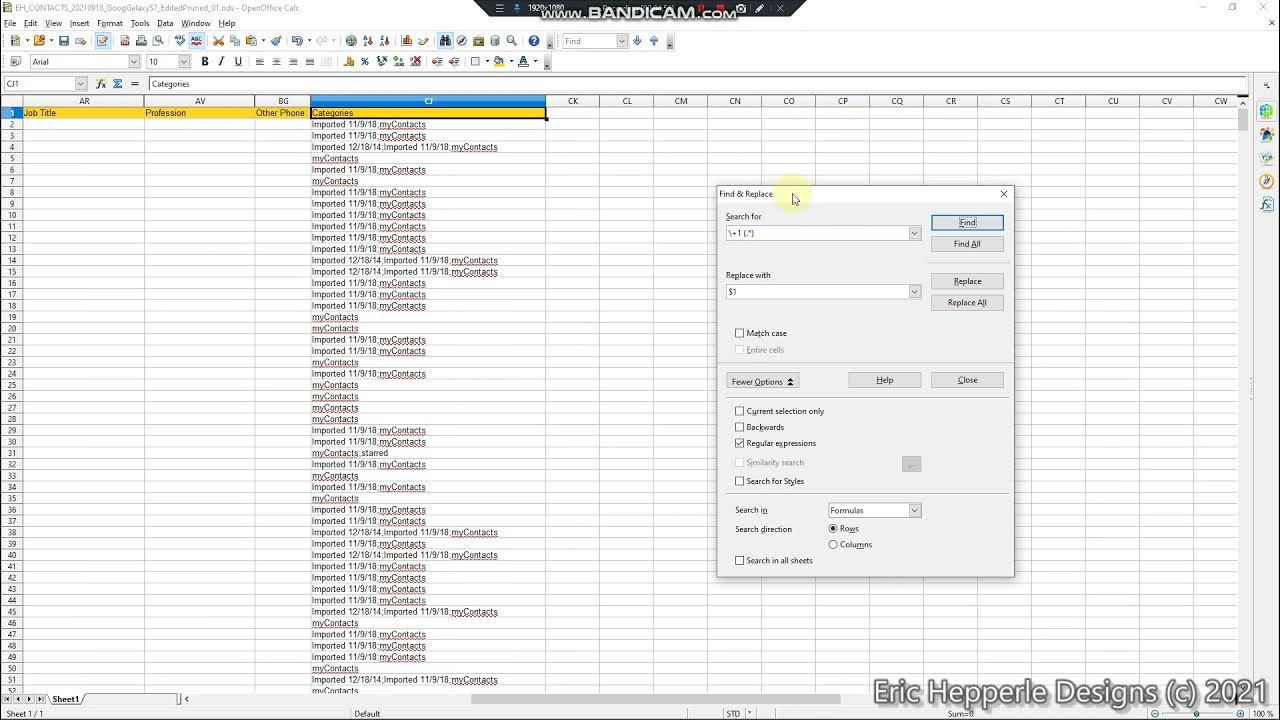 OpenOffice Calc Three Regular Expressions (Regex) for Converting Phone