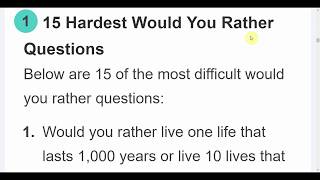 The World's Most Difficult Would You Rather Questions