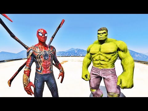 HOMEM ARANHA DE FERRO vs INCRÍVEL HULK - GTA V MODS - IR GAMES