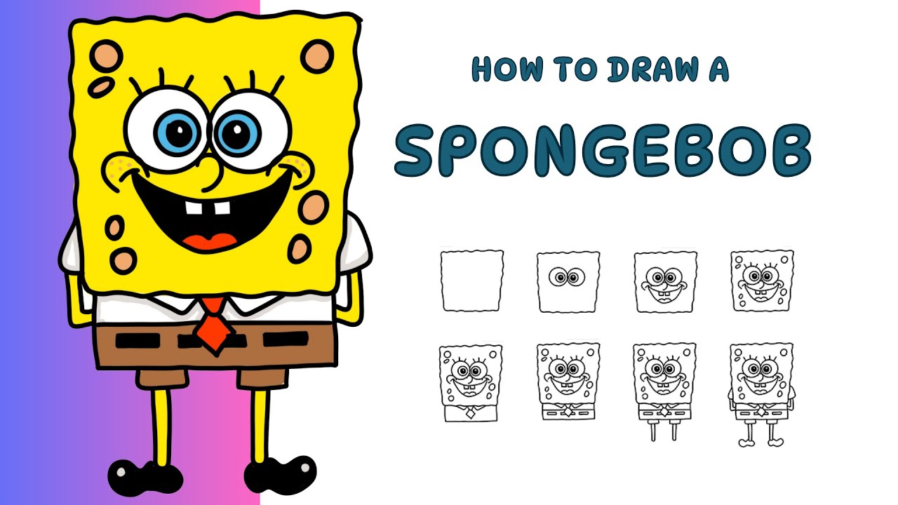 How to Draw SpongeBob Step by Step | Easy SpongeBob Drawing Tutorial ...