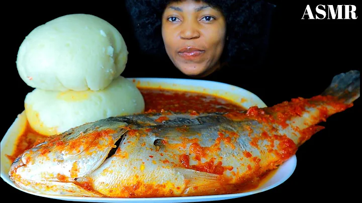 SPICY FISH PEPPER SOUP WITH RICE FUFU. AFRICAN FOOD MUKBANG. EATING SOUND