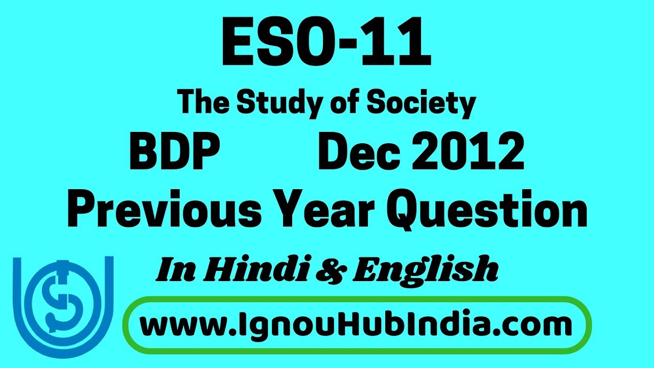 IGNOU ESO 11 Previous Year Question Paper December 2012 In Hindi ...