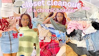 HUGE CLOSET CLEANOUT 2024 *of a hoarder*  declutter, organize + tryon