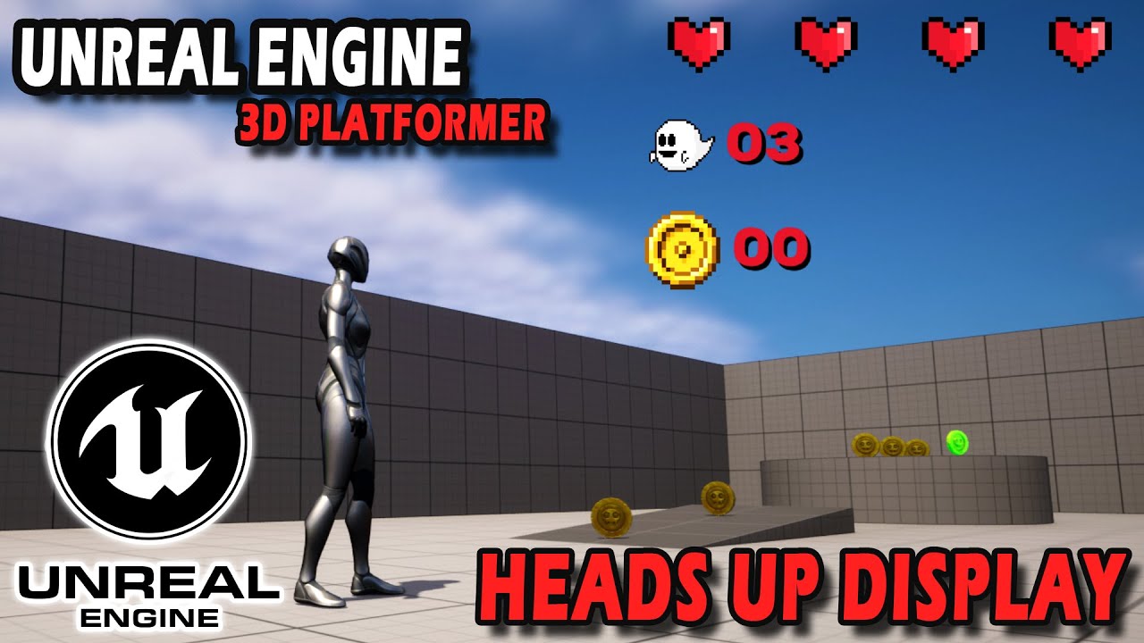 Unreal Engine 5 - 3D Platformer Tutorial - HUD Widget - YouTube