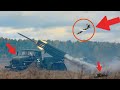 Ukrainian kamikaze drone locates russian bm21 grad system during missile salvo