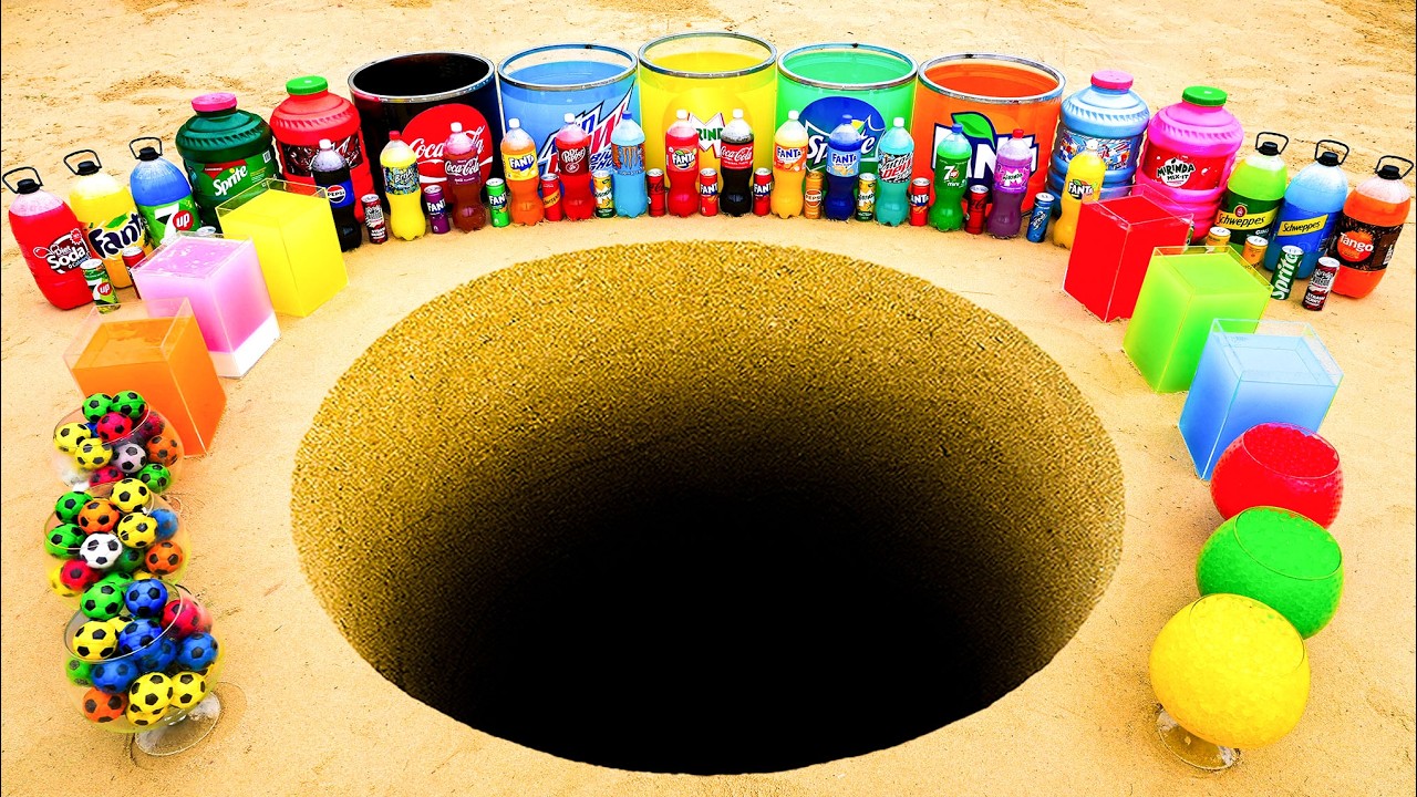 Experiment: Giant Balloons from Toothpaste Eruption with Big Coca-Cola, Mirinda, Fanta & Mentos