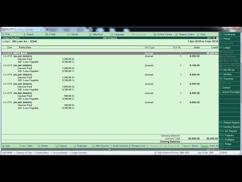 Bank Loan EMI Entries in Tally ERP9| Loan installment entries | Journal entries