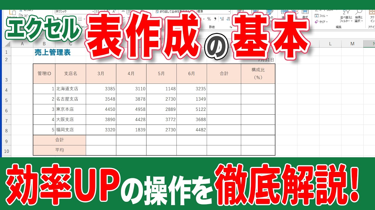 【エクセル 表作成】初心者の方必見!エクセルの基本から表作成までを初心者にもわかりやすいように解説! - YouTube