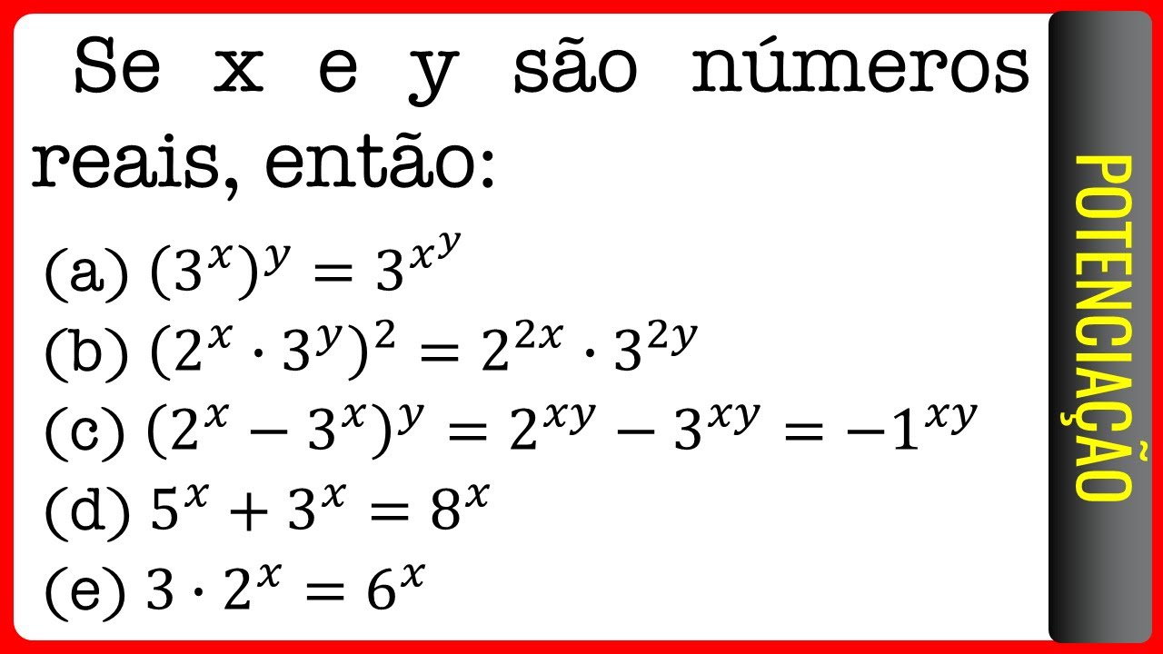 UEL || Potenciação || Se x e y são números reais, então: - YouTube