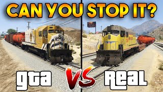GTA 5 TRAIN VS REAL TRAIN (CAN YOU STOP THE TRAIN?)