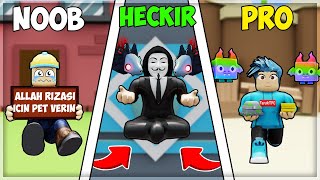  NOOB VS PRO VS HACKER YAPTIK *KURUCU HACKERI BANLADI* | Pet Simulator X | Roblox Türkçe