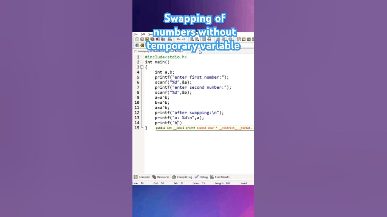 swapping of two numbers without a temporary variable. - YouTube