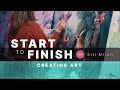Artists watch this magical mixed media oil painting process