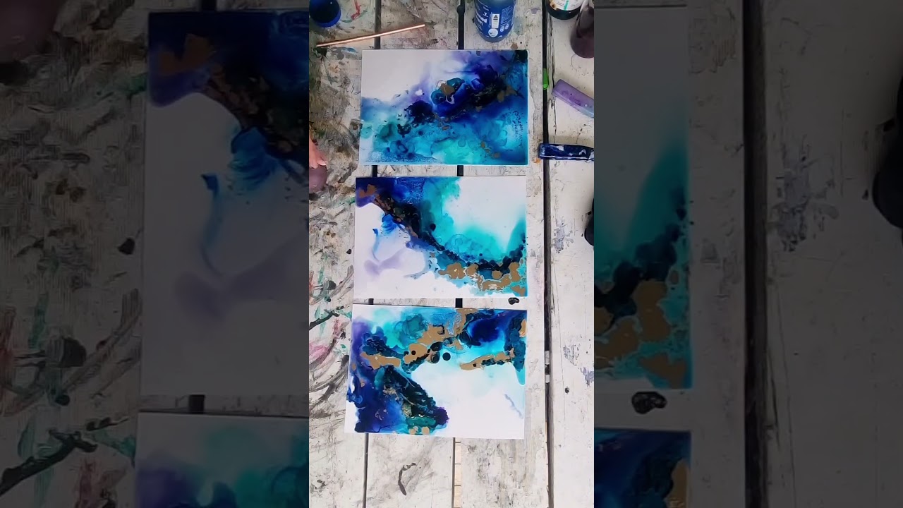 For the ocean lovers using acrylic, alcohol ink and shellac 