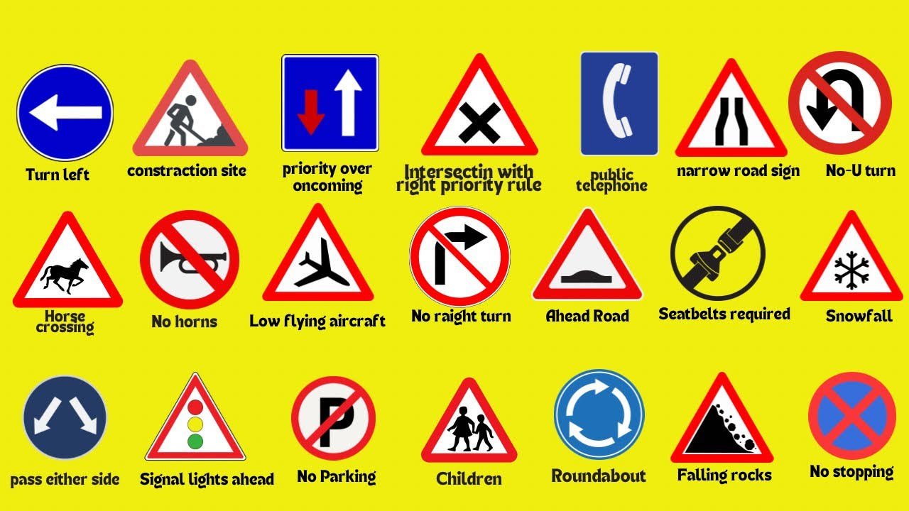 64 Important ROAD SIGNS That You Need To Know When Driving | Traffic Signs | English Vocabulary