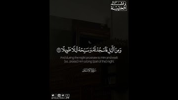 ﴿وَمِنَ اللَّيلِ فَاسجُد لَهُ وَسَبِّحهُ لَيلًا طَويلًا﴾ | القارئ: راشد الحليبة
